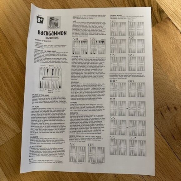 Blue Pavilion Backgammon game with instructions 15 X 9 5\8 X 1 13\16 - Picture 3 of 6